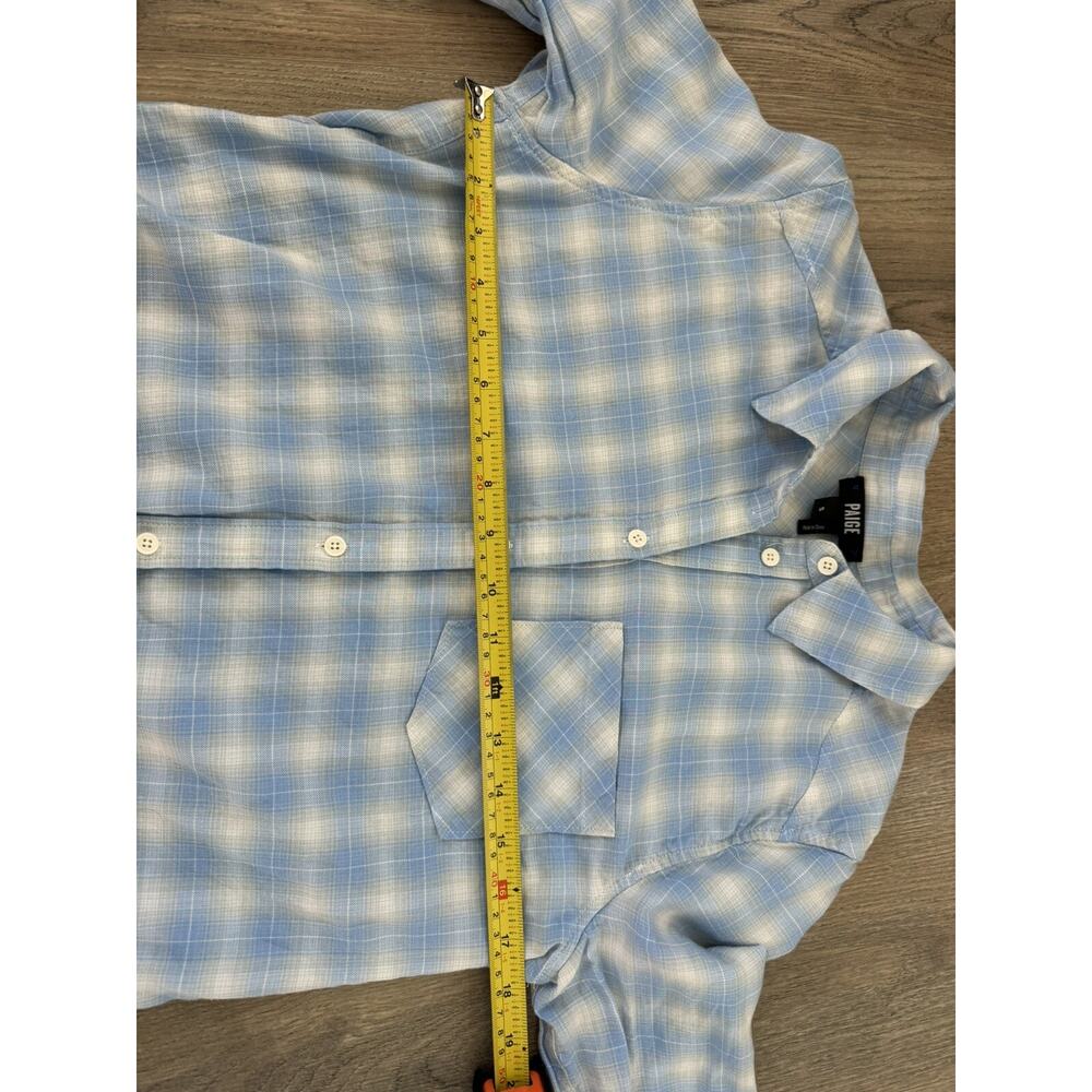 Paige Shirt Top Womens Small Button Up Blue Corn Button Down Plaid Pastel Casual - Picture 5 of 7